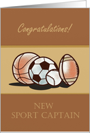 Congratulations New Sport Captain with sports watercolor sport balls card