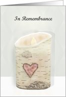 In Remembrance Anniversary Birch Candle with Heart card