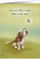 Congratulations on your New Eyeglasses Cute Beagle Dragonfly card