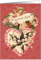 Happy Valentine’s Day to my Aunt, Vintage Angel and Heart card