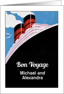 Customizable Bon Voyage Card, Cruise Ship, Vintage card