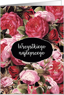 Happy Birthday in Polish, Vintage Roses card