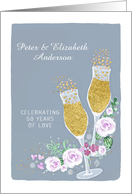 Customize, 50th Wedding Anniversary Invitation, Faux Gold card