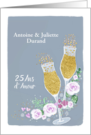Invitation, French 25th Wedding Anniversary, Customizable card