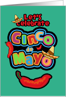 Let’s Celebrate, Invitation, Cinco de Mayo, Chili Pepper, Sombrero card