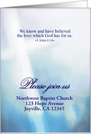 Customizable Church Invitation, Religious, 1 John 4:16 Scripture card