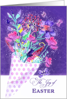 The Joy of Easter, Spring Flowers Bouquet, Watercolor card