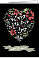Dear Daughter, Happy Mother’s Day, Heart and Flowers card
