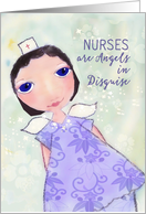 Happy Nurses Day, Nurse in Scrubs, Illustration card
