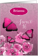 Customizable, Niece, Sweet 16, Birthday, Pink, Butterflies card