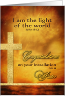 Congratulations, Installation, Pastor, Light, Gold-Effect card