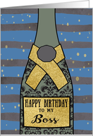 Boss, Happy Birthday, Business, Champagne, Foil Effect, Blue card