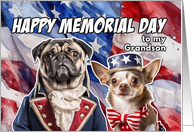 Grandson Happy Memorial Day Patriotic Dogs card