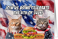 4th of July BBQ Party Invitation Patriotic Cats card