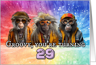 29 Years Old Hippie Birthday Monkey card