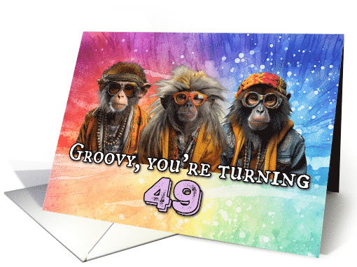 49 Years Old Hippie Birthday Monkey card (1773092)