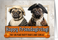 Friendsgiving Invite Pilgrim Pug couple card