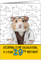 29 Years Old Birthday Math Hamster card