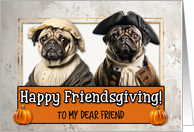 Friend Friendsgiving Pilgrim Pug couple card