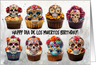 Happy Dia de Los Muertos Birthday Cupcakes card