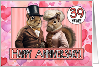 39 Years Wedding Anniversary Squirrel Bride and Groom card