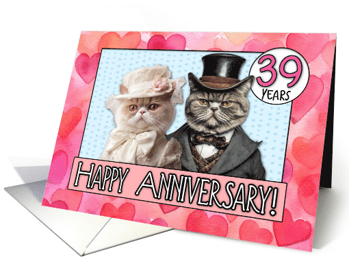 39 Years Wedding Anniversary Cat Bride and Groom card (1796000)