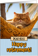 Boss Happy Retirement Hammock Cat card