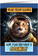 Troop Leader Happy Birthday Cosmic Space Cat card
