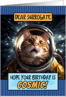 Surrogate Happy Birthday Cosmic Space Cat card