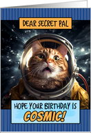 Secret Pal Happy Birthday Cosmic Space Cat card