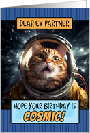 Ex Partner Happy Birthday Cosmic Space Cat card