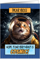 Boss Happy Birthday Cosmic Space Cat card
