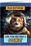 Boyfriend Happy Birthday Cosmic Space Cat card