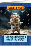 Triplet Happy Birthday Space Hamster card