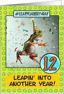 12 Years Old Happy Leap Year Birthday Frog card