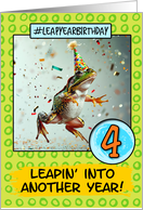 4 Years Old Happy Leap Year Birthday Frog card