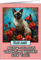 Aunt Valentine’s Day Siamese Cat and Roses card