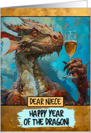Niece Happy Chinese New Year Dragon Champagne Toast card