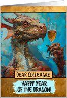 Colleague Happy Chinese New Year Dragon Champagne Toast card