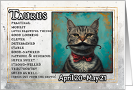 Taurus Birthday Zodiak Cat with Black Mustache card