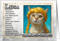 Libra Birthday Zodiak Cat with Yellow Wig card