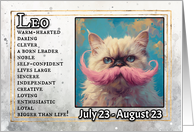 Leo Birthday Zodiak Cat with Pink Mustache card