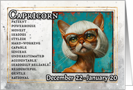 Capricorn Birthday Zodiak Cat with White Wig card