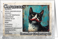 Capricorn Birthday Zodiak Cat with Red Mustache card