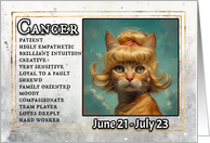 Cancer Birthday Zodiak Cat with Blonde Wig card