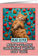 Sister Galentine’s Day Ginger Cat with Hearts card