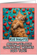 Daughter Galentine’s Day Ginger Cat with Hearts card