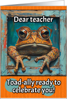 Teacher Happy Birthday Toad with Glasses card
