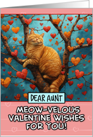 Aunt Valentine’s Day Ginger Cat in Tree with Hearts card