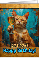 Sponsor Happy Birthday Ginger Cat Champagne Toast card